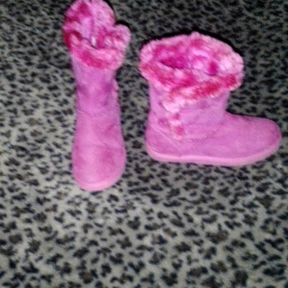Pink Furry Boots